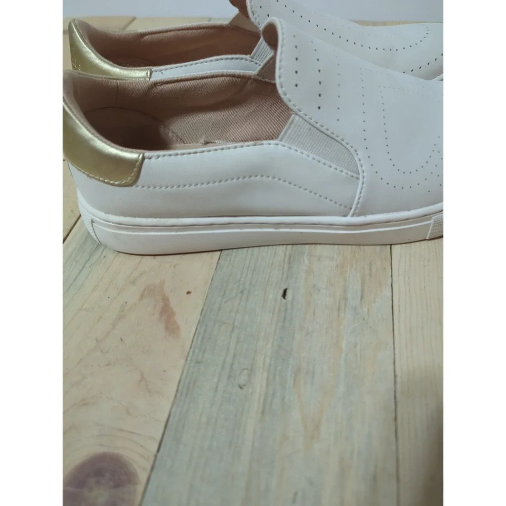 Kate Spade Azores Perforated White Leather Slip On Sneakers 7.5 Spade Design
